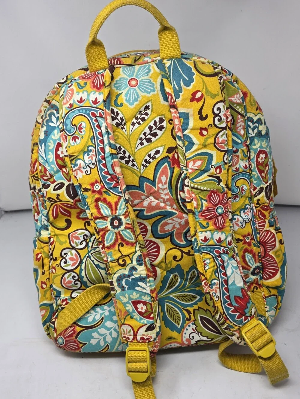 Vera Bradley Provencial  Yellow Quilted Backpack Organizer & Laptop Sleeve